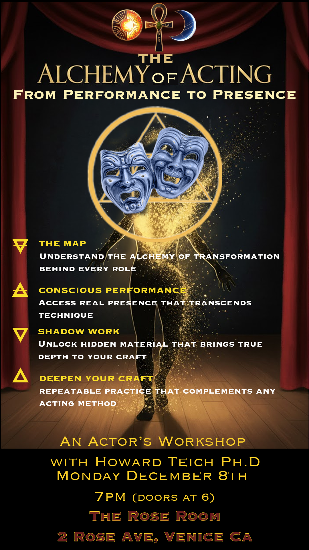 The Alchemy of Acting: From Performance to Presence workshop flyer